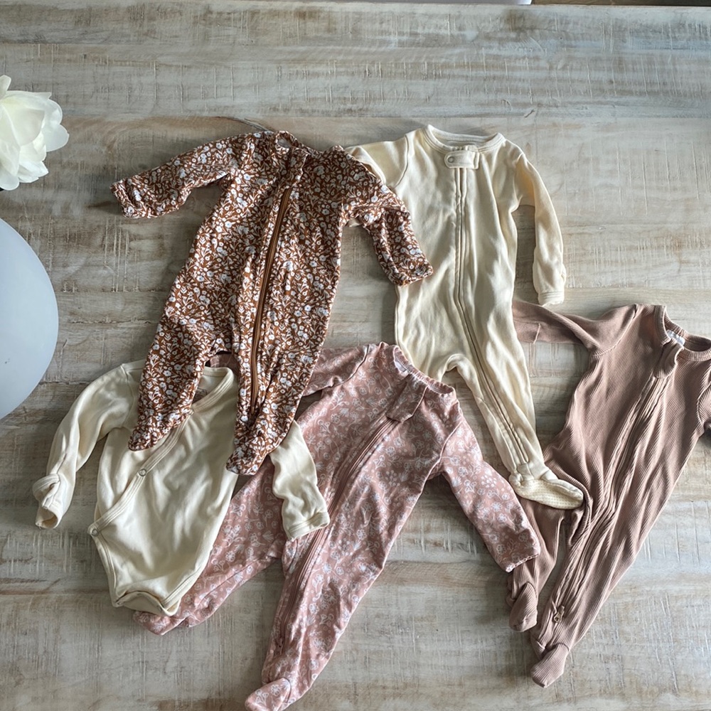 Mebie baby and loved baby footies bundle clothing lot